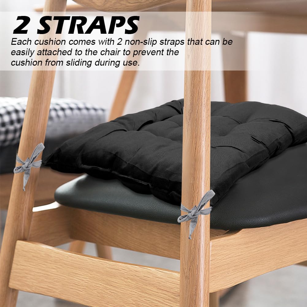 Lot De 4 Coussins De Chaise 40x40cm - Avec Sangles, Rembourrage Perlé, Pour Intérieur/extérieur (gris)