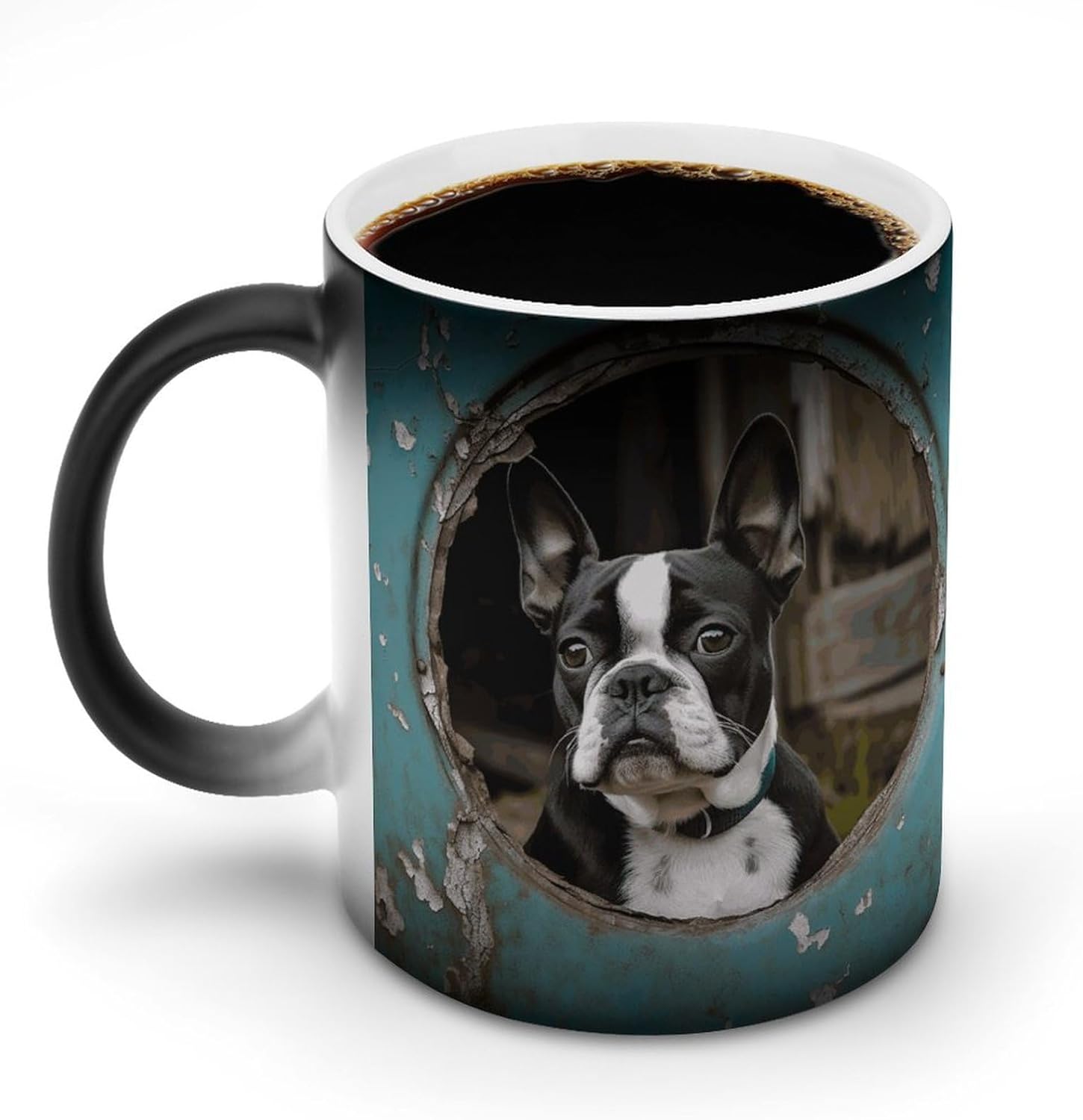 Color Changing Mug Boston Terrier Printed Ceramic Coffee Mug Heat Changing Sensitive Mug Magic Heat Changing Coffee Mug Novelty Coffee Mugs