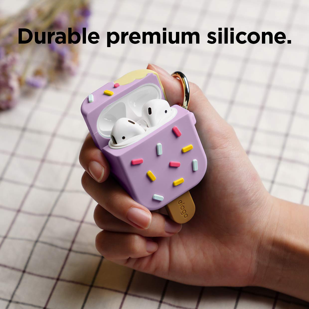 Amazon.com: elago Ice Cream AirPods Case with Keychain Designed