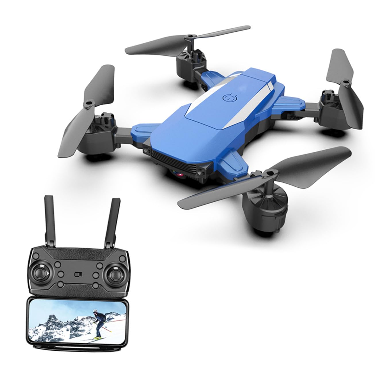 F84 Faltbarer Rc Quadrocopter mit 1800mah Akku, Abs Blau | Echtzeit-videoübertragung, Inklusive Aufbewahrungstasche, 3 X 1,5v Aa Batterien nicht Enthalten