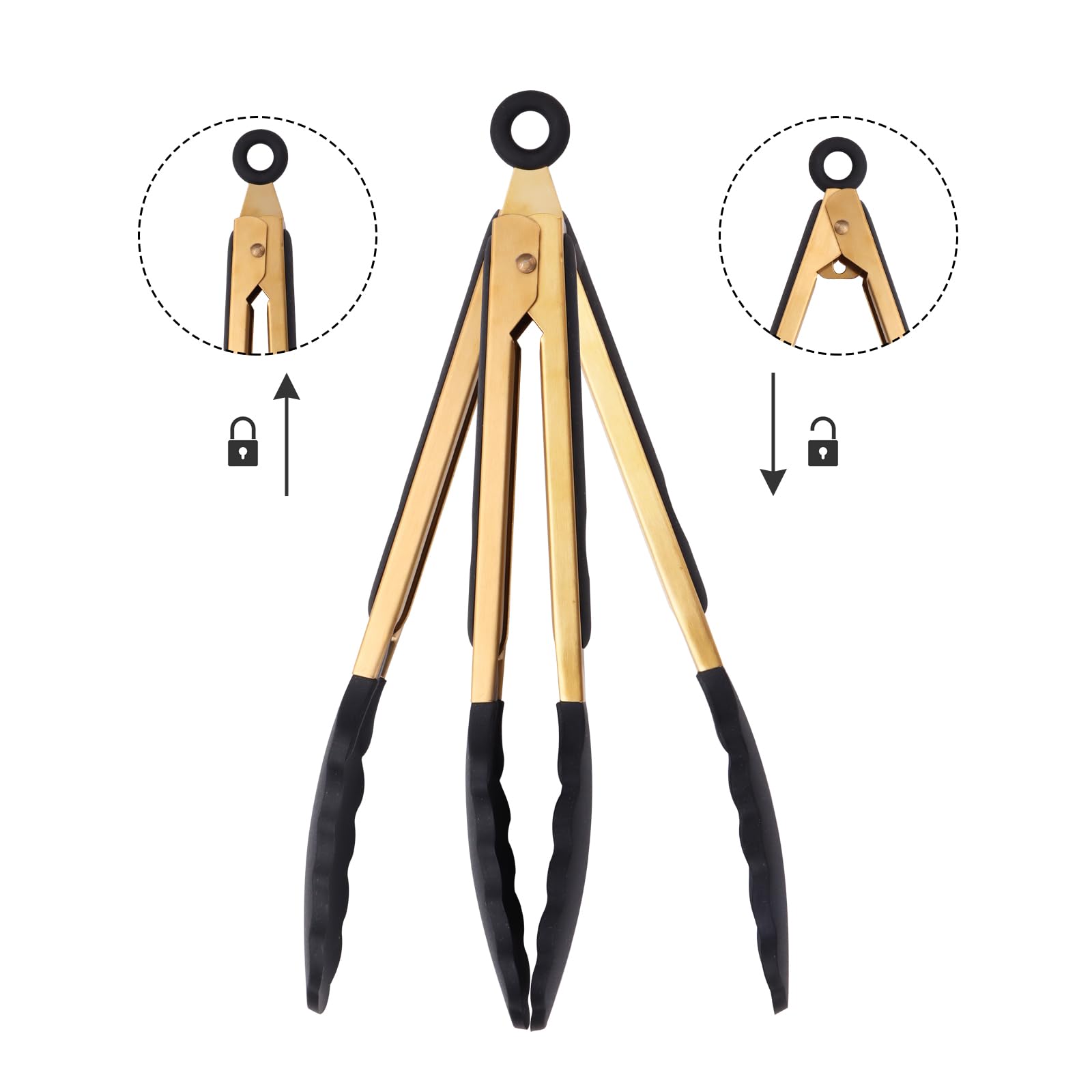 Mafier Stainless Steel Classic Kitchen Serving Food Party Gold Tongs 9