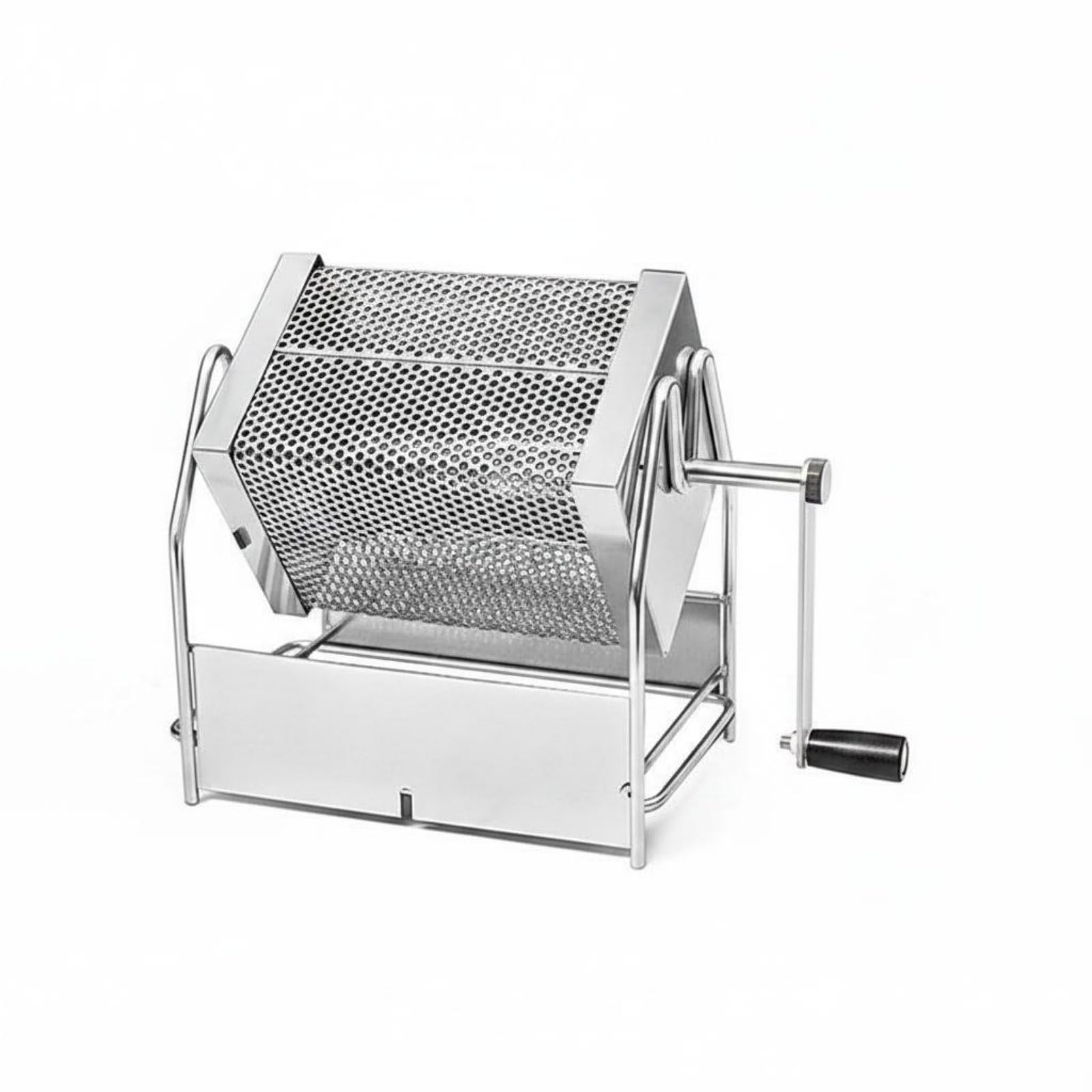 Tostatrice Caffè Manuale Tostatore Chicchi Caffè a Mano Torrefattore Domestico Tamburo Acciaio Inox Forato con Telaio Stabile per Uniformità Adatta per Campeggio