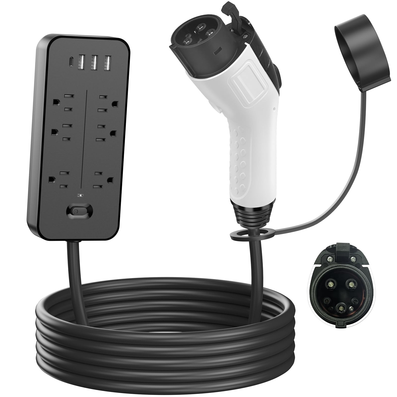 J1772 V2L Adapter, Vehicle to Load Adapter with 1250W 6-Outlet