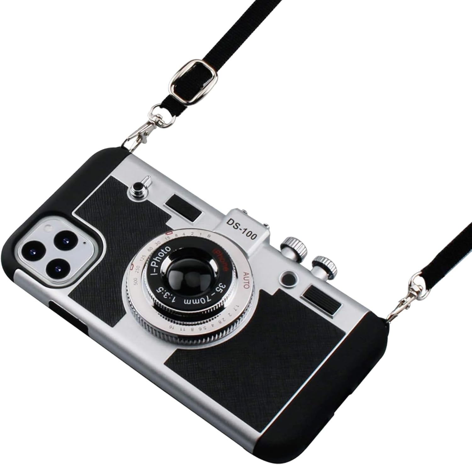 Emily in Paris Phone Case for iPhone 16 Pro Max Vintage Camera Phone Case with Long Removable Lanyard Strap Cute 3D Cool Unique Design Silicone Case Cover for Girls Women
