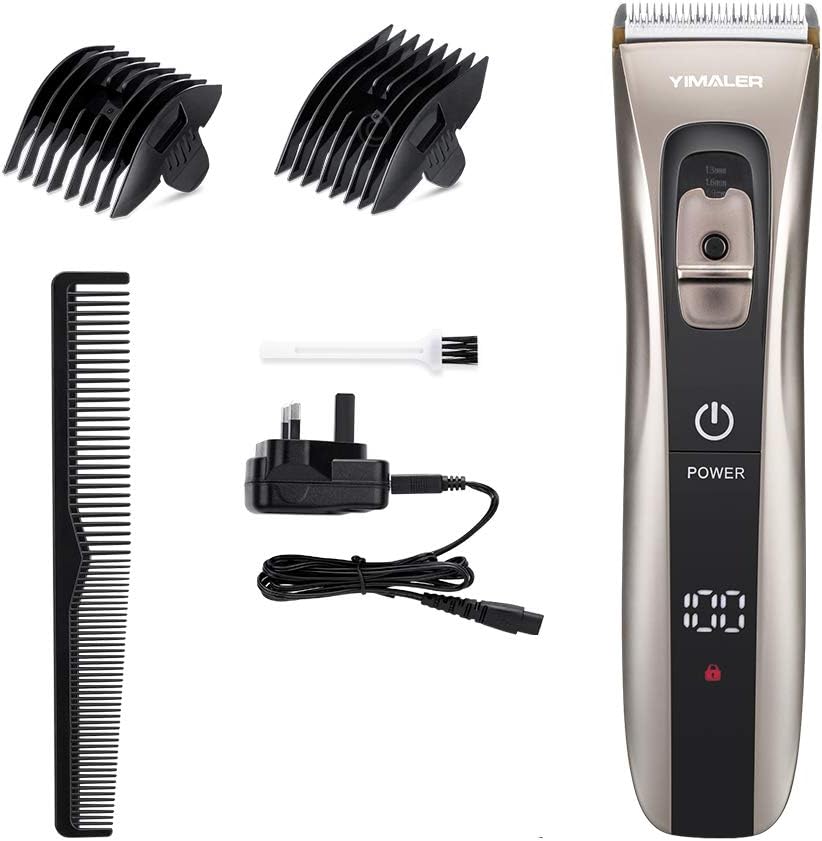 Hair Clippers Cordless Yimaler Professional Beard Shaver Men Trimmer Travel Ceramic Blade Set Lock LCD Digital Touch Display Waterproof Rechargeable Haircut