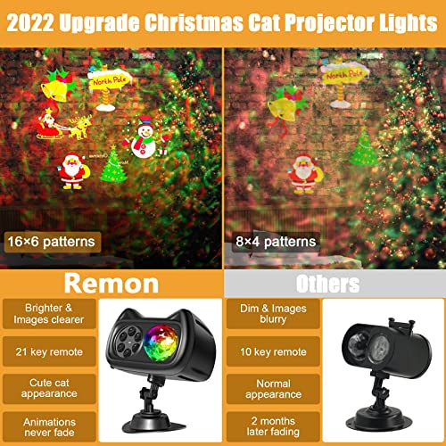 Christmas Projector Lights Outdoor, Remon 2-In-1 3D Ocean Wave Led Projector Lights Waterproof With 16 Hd Slides(96 Patterns) Remote Timer 10 Colors For Xmas Halloween Valentine Holiday Indoor Decor #TOP2