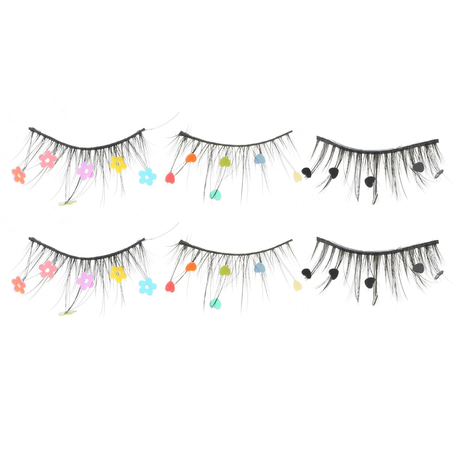 Abaodam 2 Sets Luxus-glitzer-wimpernverlängerungen Künstliche Wimpern für Frauen Einzelne Wimpernbüschel Herzförmige Pailletten für Make-up 3 Paar