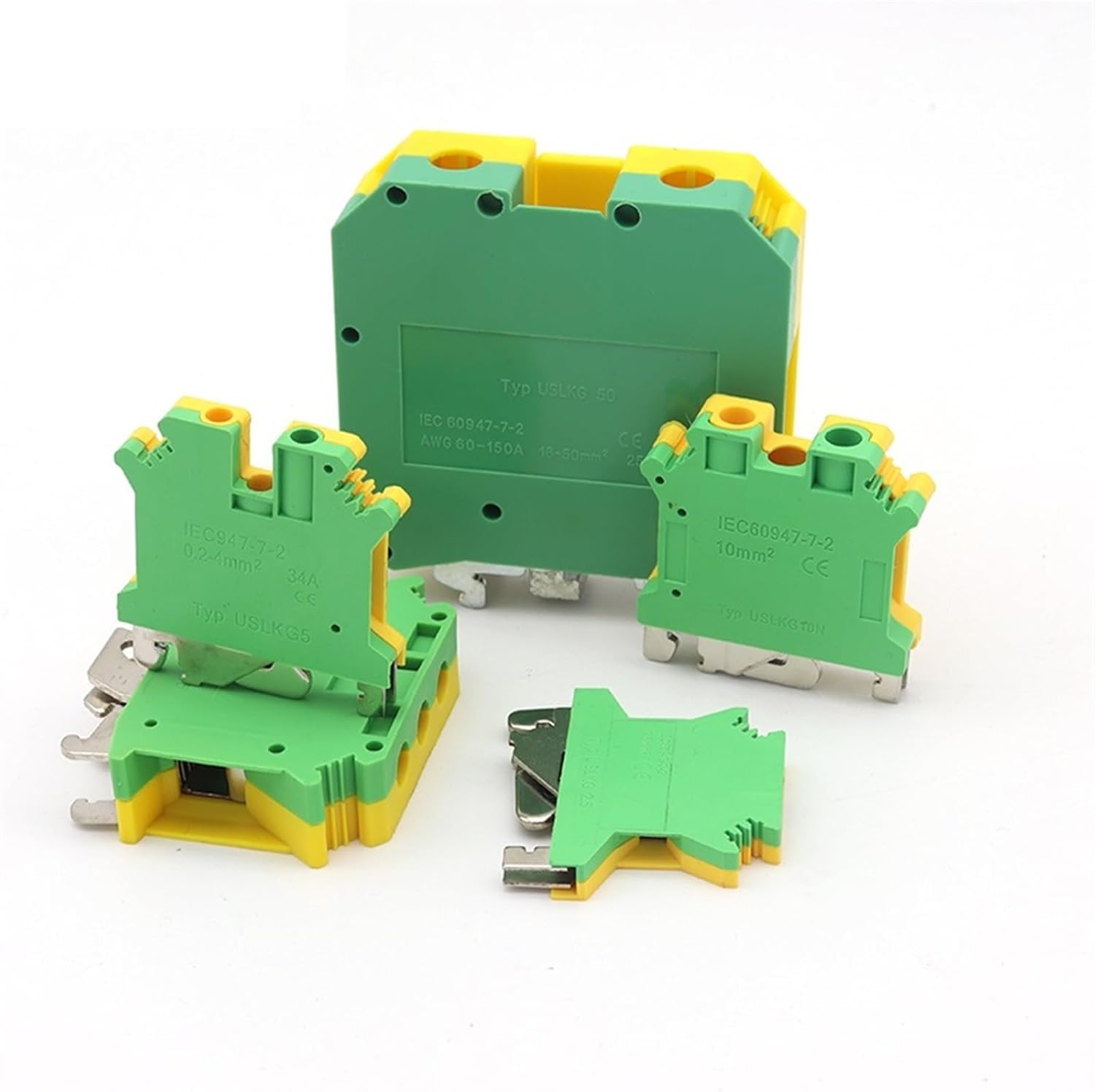 DWFSKZKV 10個 DINレールターミナルブロック USLKG2.5-35N ネジ式アース端子ワイヤ電気コネクタ配電ボックス