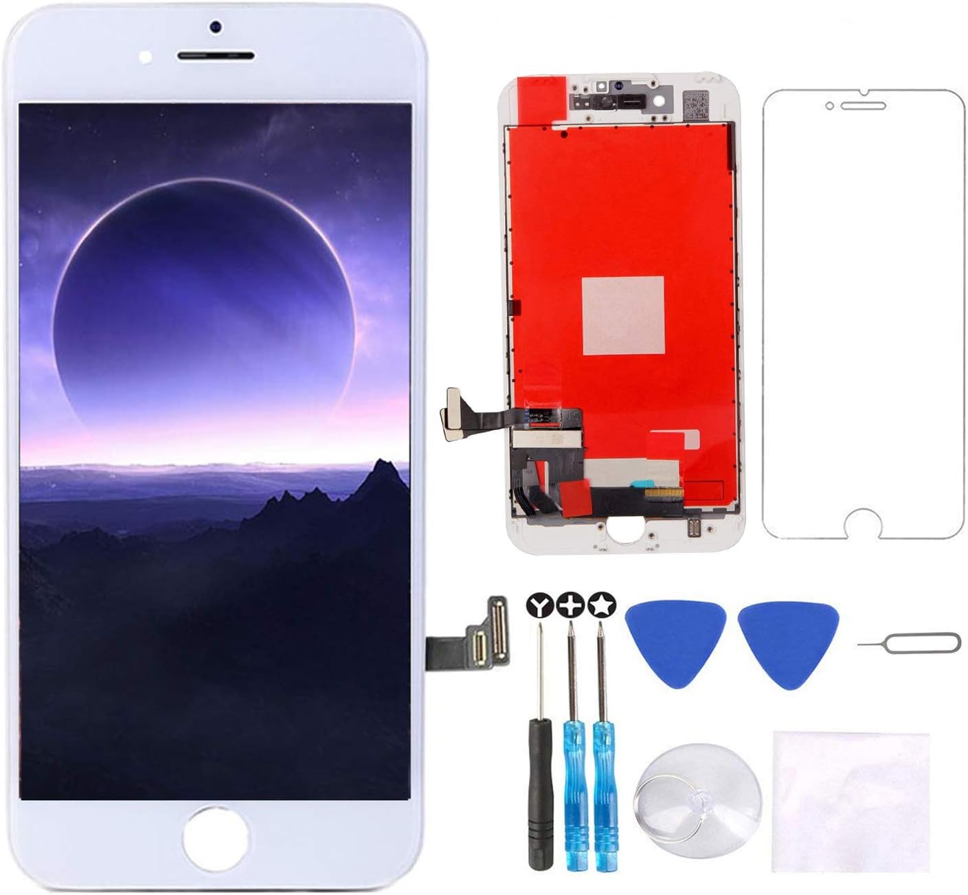 Screen Replacement for iPhone 8 Plus Screen White 5.5 LCD 3D Touch Screen Digitizer Replacement Frame Display Assembly Set with Screen Protector and Repair Tools for iPhone 8 Plus Screen Replacement