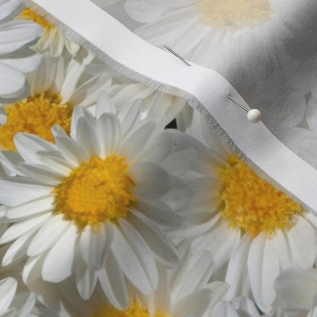 Spoonflower Fabric - Daisy Garden Daisies Flowers Floral Yellow White Printed on Organic Cotton Sateen Fabric by The Yard - Sewing Quilting Apparel Home Decor