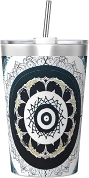 Black and White Round Totem Insulated Straw Cup Ideal for Gym use or Carrying on The go
