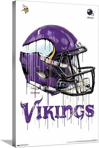 Miniatura 5 de Trends International NFL Minnesota Vikings - Póster de pared con casco de goteo en el número 20, 14.72 x 22.37 pulgadas, lienzo estirado