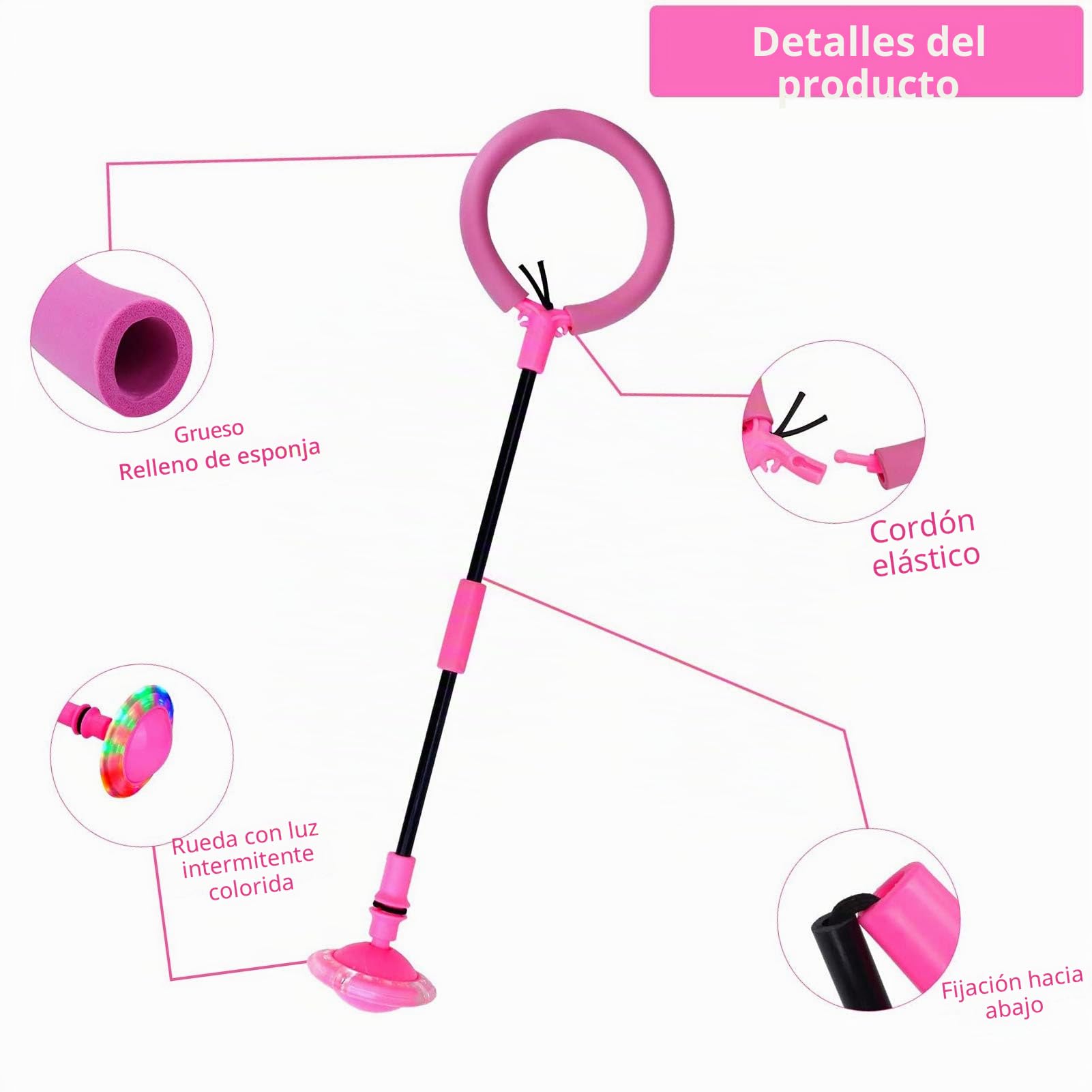 Q-WOOFF Bola De Salto De Tobillo, Pelota De Salto Deportiva, Pelota De Salto con Flash Plegable, Adecuado para Juegos De Habilidad para Niños o Adultos, Ejercicio (Rosa)