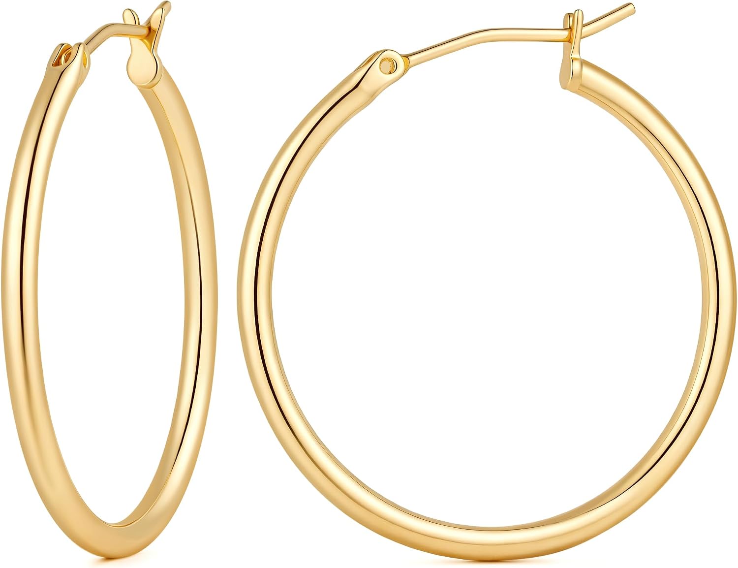 Gold Hoop Earrings Lightweight 14K Gold Earrings for Women Hoop