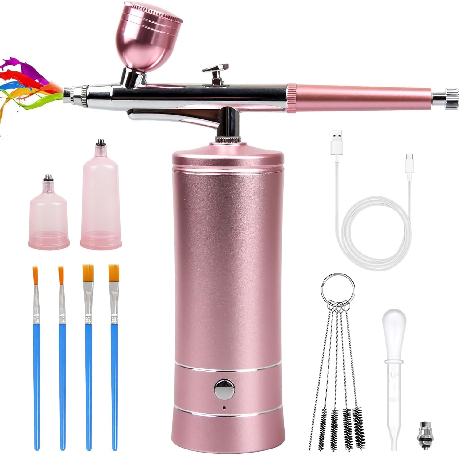 Airbrush-Kit Rechargeable Cordless Airbrush Compressor - Auto Handheld Airbrush Gun, Airbrush Set Portable Wireless Air Brush for Barber, Nail Art, Cake Decor, Makeup, Model Painting