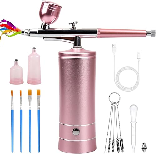 Airbrush-Kit - Compresor de aerógrafo inalámbrico recargable - Pistola de aerógrafo de mano automática, juego de aerógrafo, cepillo de aire