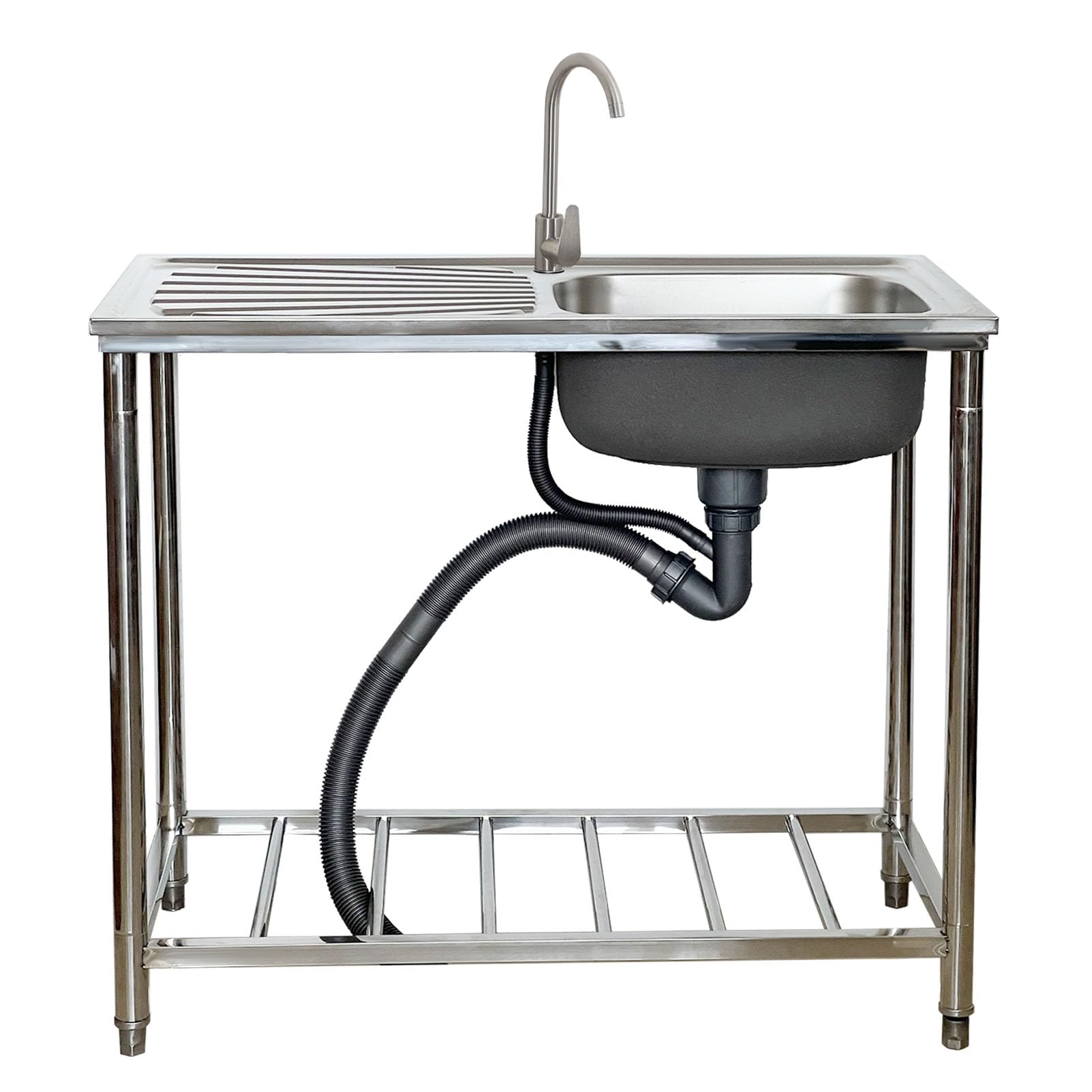 WIQUYBML Stainless Steel Utility Sink, Free Standing Single Bowl Kitchen Commercial Restaurant Sink for Seamless Connection of Basin and Workbench