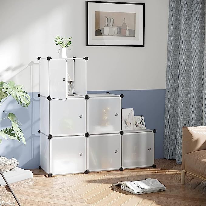 6 cube storage cabinet,Cube Storage Organizer Cabinet Closet Storage Shelves Plastic Storage Shelving for Bedroom, Living Room, Office, [ Sky Over ]