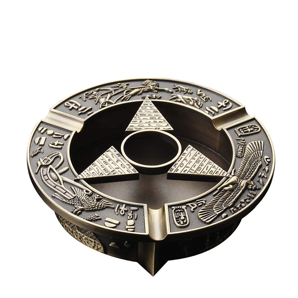 Ashtray retro creative personality multi-function anti-fall ashtray decoration crafts fashion metal living room office ashtray Ancient egyptian style Retro Senior Chinese restaurant supplies