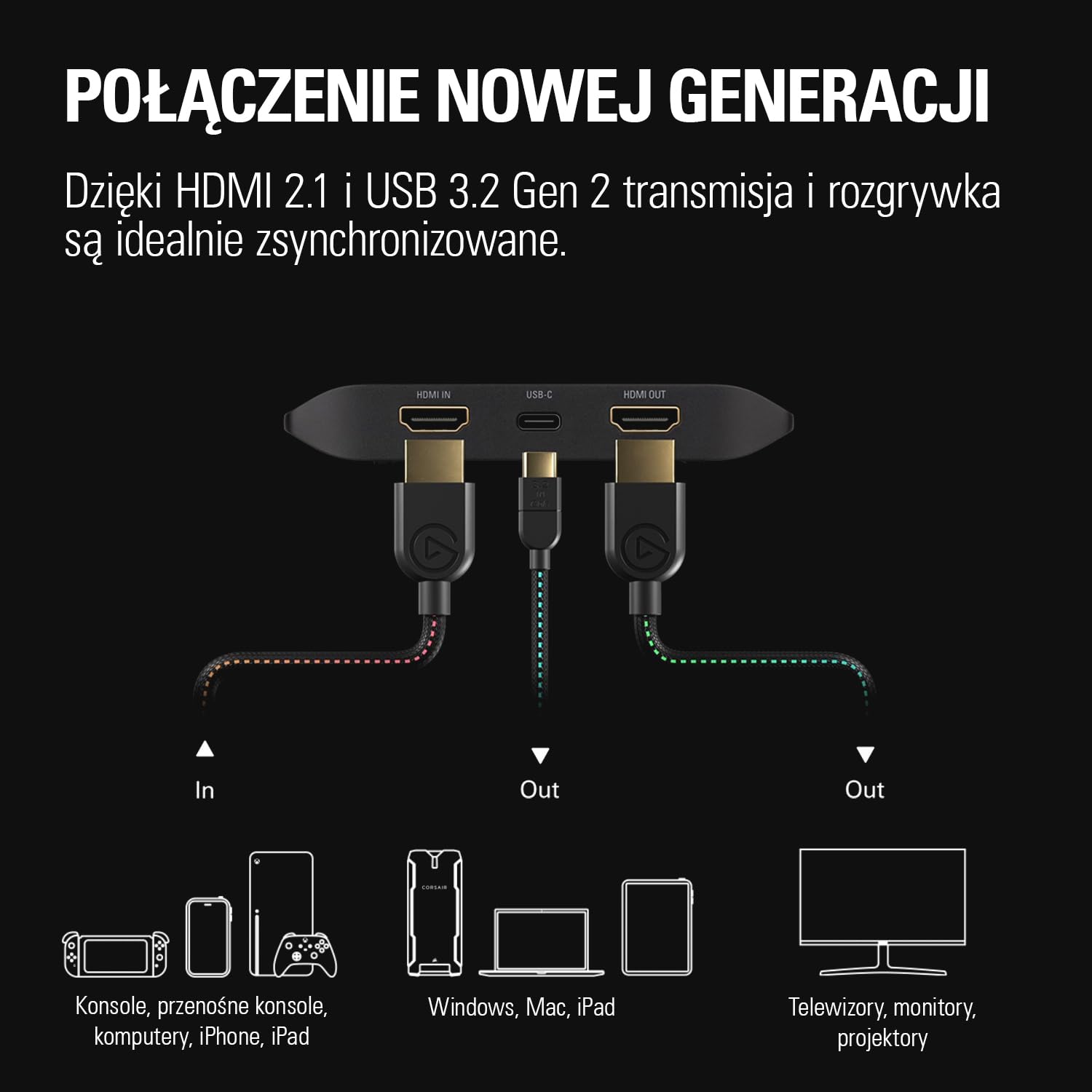 Elgato 4K X, karta przechwytująca do 4K144 | Ultraniska opóźnienie, PS5|Pro, Xbox Series X|S, Switch 2, OBS, HDMI 2.1, VRR, HDR10, USB 3.2, PC|Mac|iPad