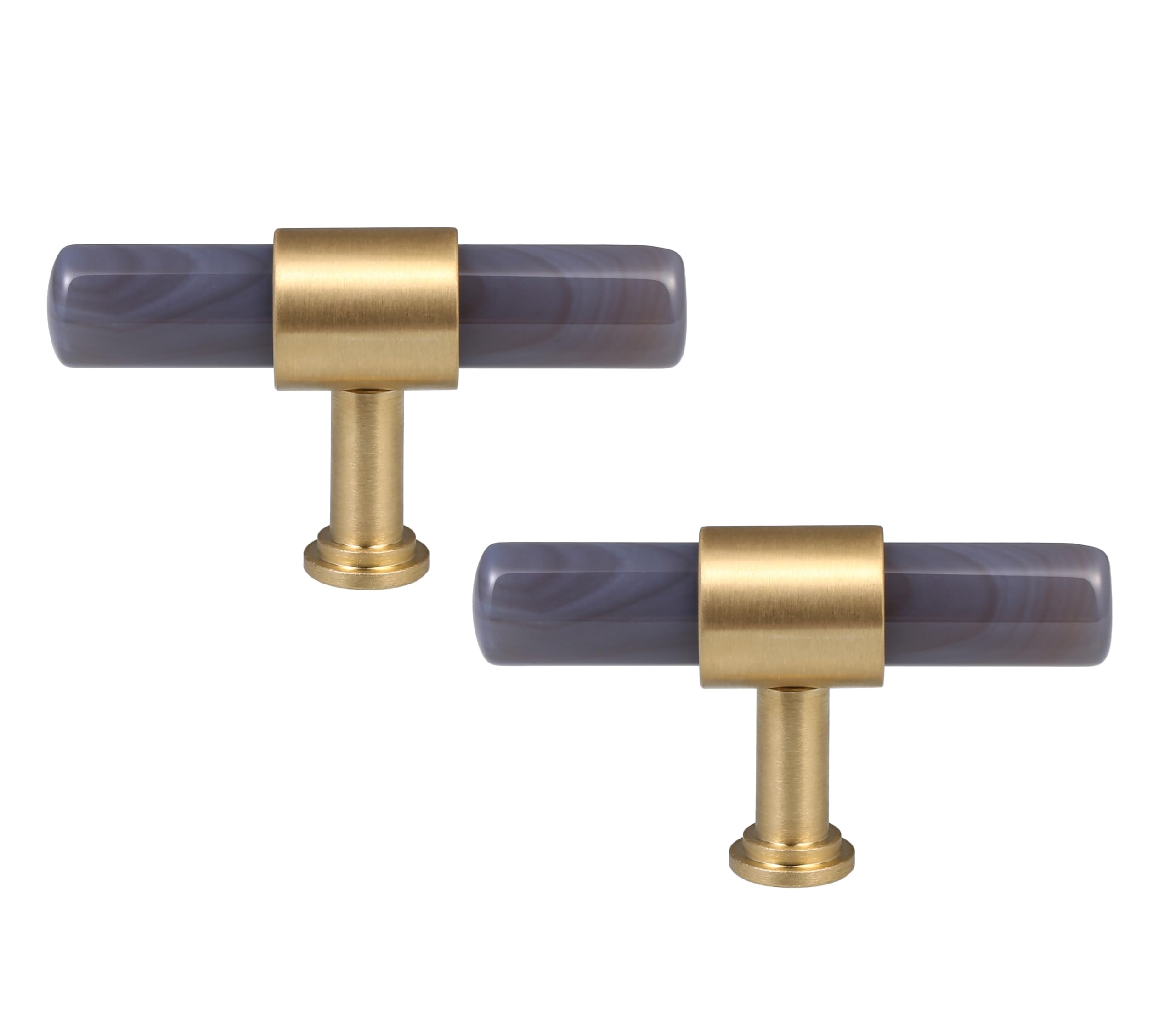 Boutons de tiroir cylindriques Rockcloud en agate grise avec vis pour meubles