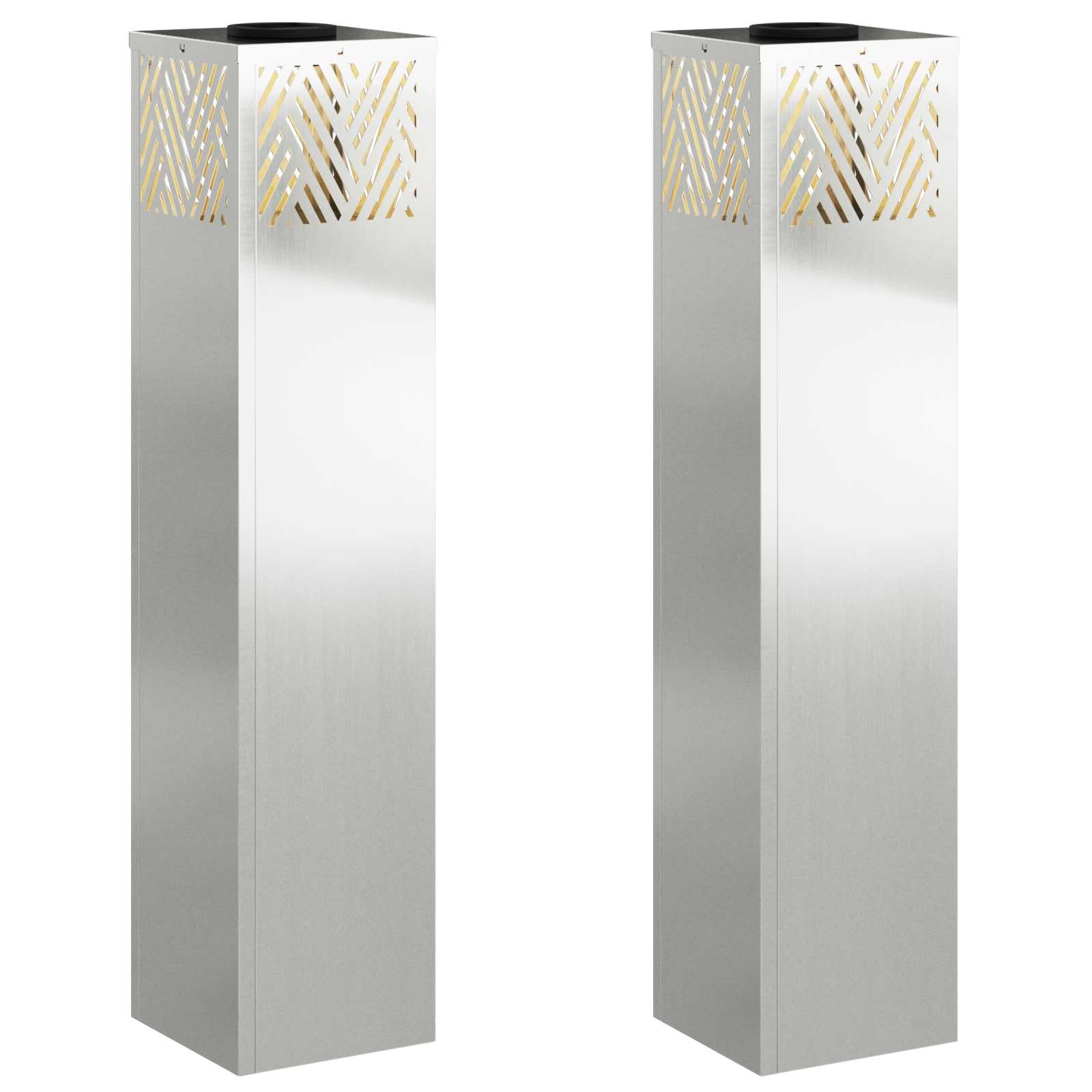 vidaXL Solar LED Pathway Light 2 pcs Warm White 18 x 18 x 80 cm