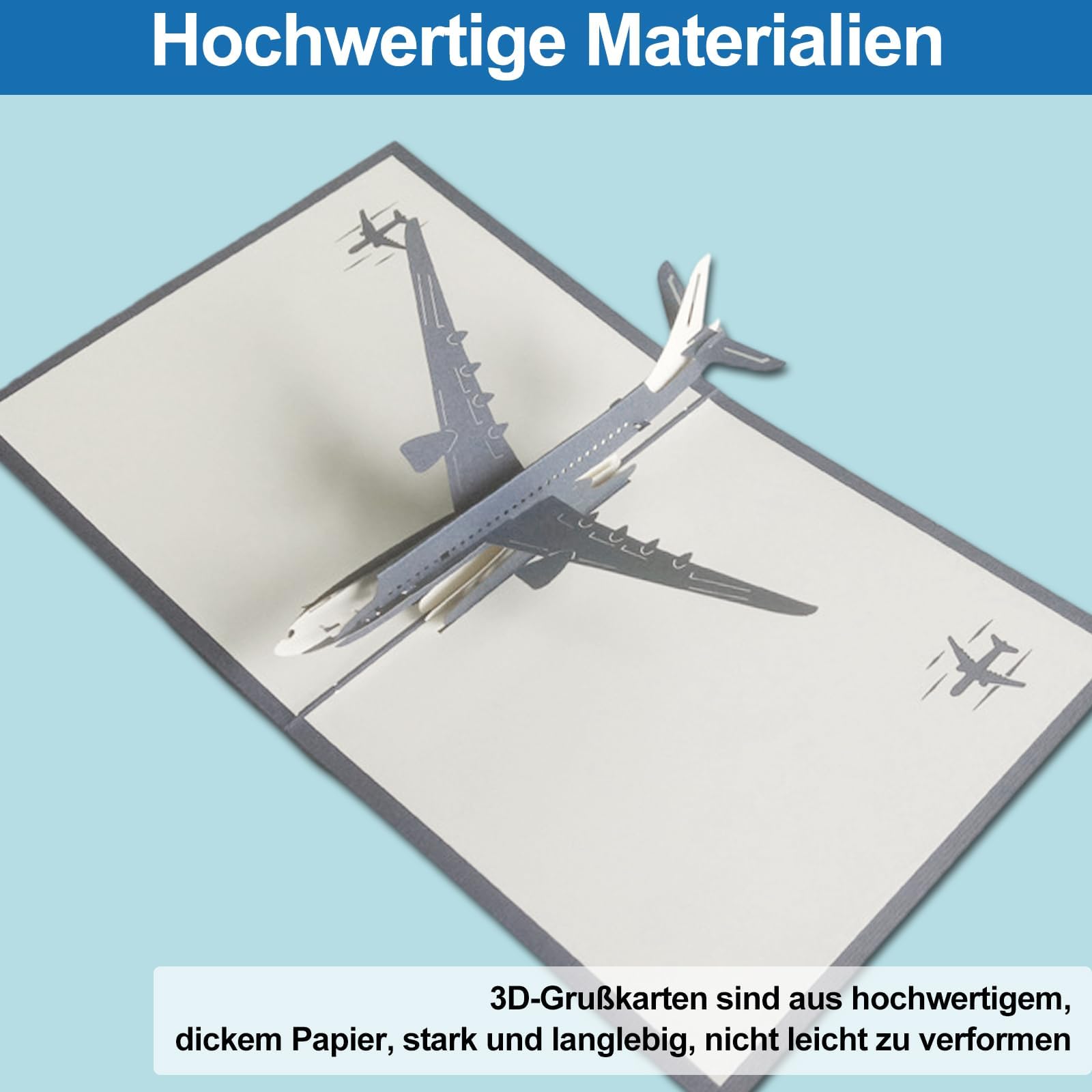 3D Pop-Up Flugzeug Karte – 18x15 Cm Klappkarte Als Besondere Grußkarte Für Piloten, Urlaub & Geburtstag