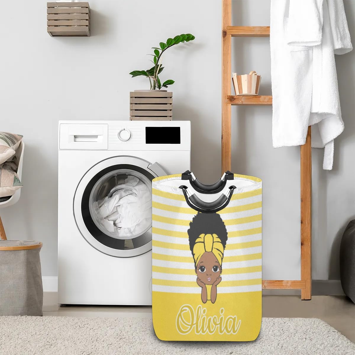 Personalized Laundry Basket with Handles, Custom Laundry Hamper with Name for Bathroom, Dirty Clothes Storage Basket Gifts for Men Women Boys Girls - Princess Girl