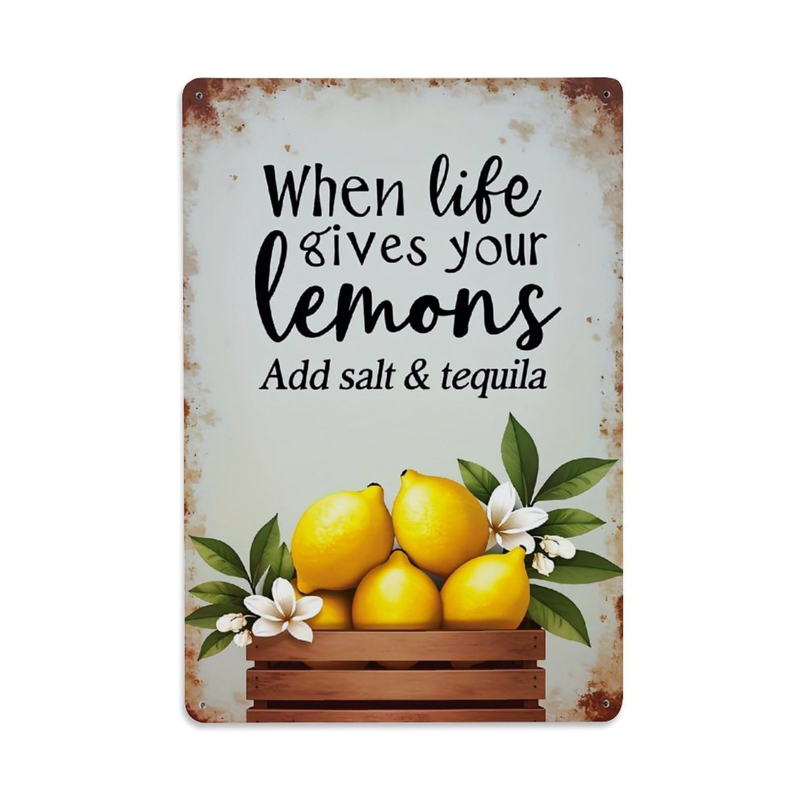 Jdfenggu Vintage Lemons Salt Tequila Life Quote Retro Metal Tin Sign, Decor Art Poster For Bar, Home, Man Cave, Kitchen, Laundry Room Gift 8X12inch