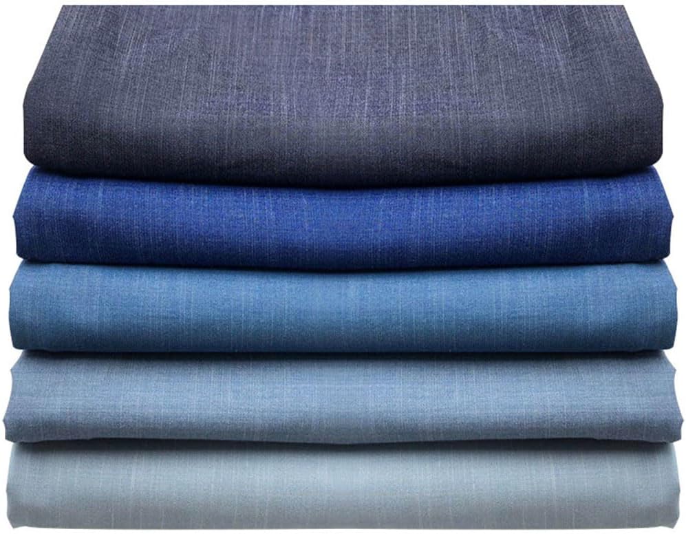 Tencel Denim Fabric, 10OZ Stretch Blue Fabric, 150cm/59in Wide by The Yard(Size:4 Yard,Color:Blue E)