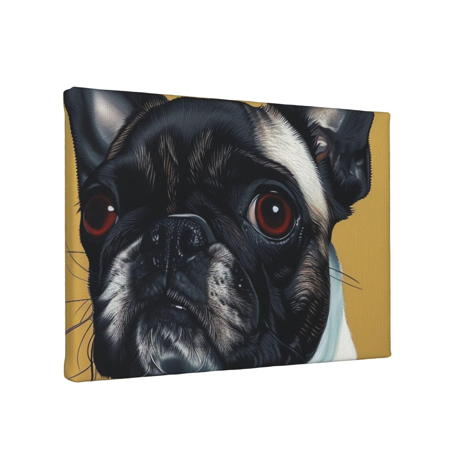YKLJG cute Pug Printed Wall Art Canvas Painting 30x20 CM Wooden Framed Picture Painting Artwork Prints for Bedroom Kitchen Home Office Decor
