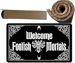 WUNHMY Welcome Foolish Mortals Doormat Faux Coir Fiber Doormat Welcome Front Door Mats for Enterway Mat Non Slip Resist Dirt Entry Rugs for Entrance Anti-Slip PVC Backing 17.5" x 29.5"
