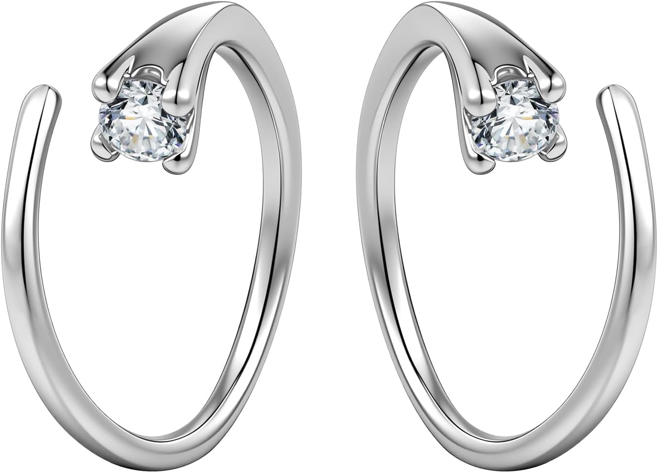 AOEDEJ Tiny Pull Through Threader Earrings 925 Sterling Silver Hypoallergenic Hoop Threader Drop Dangle Earrings for Women Backless Earring