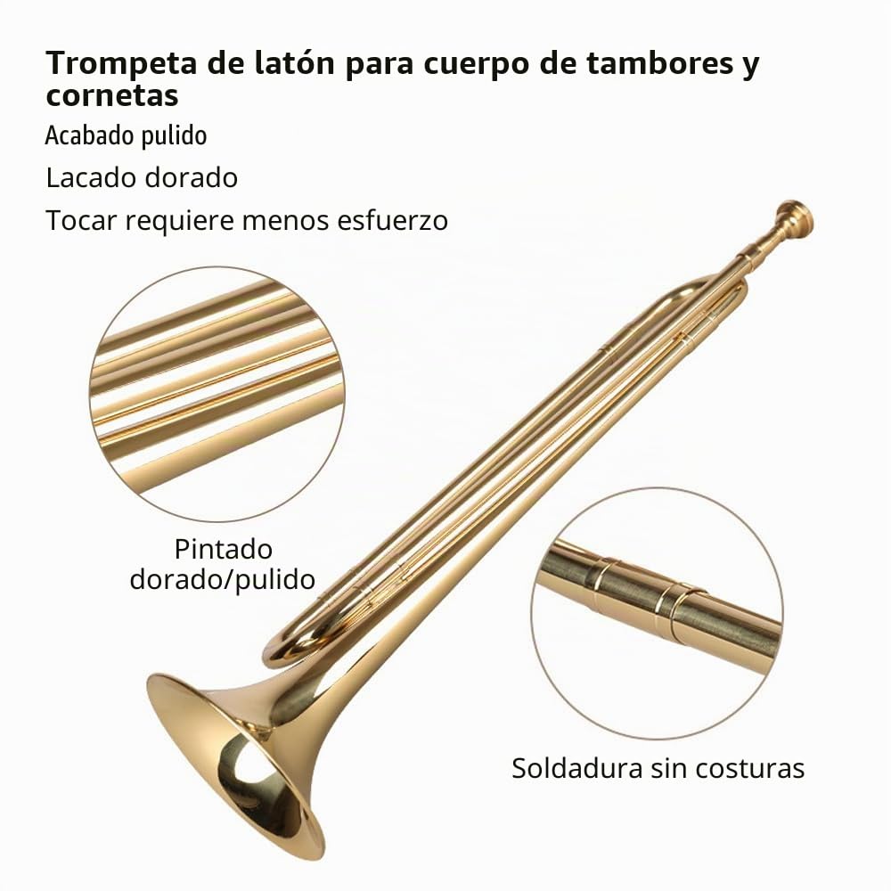 Btuty Corneta De Trompeta Corneta Instrumentos Musicales, Material de latón con boquilla,para banda escolar Caballería Principiante orquesta militar