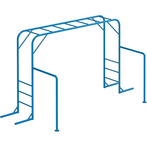 Outdoor Monkey Bar Set with Climbing Frame, Gymnastics bars, Playground Sets for Backyards, Metal Monkey Bars for Kids Ages 3 and Up, Backyard Playground Set with Powder Coated Steel, Blue