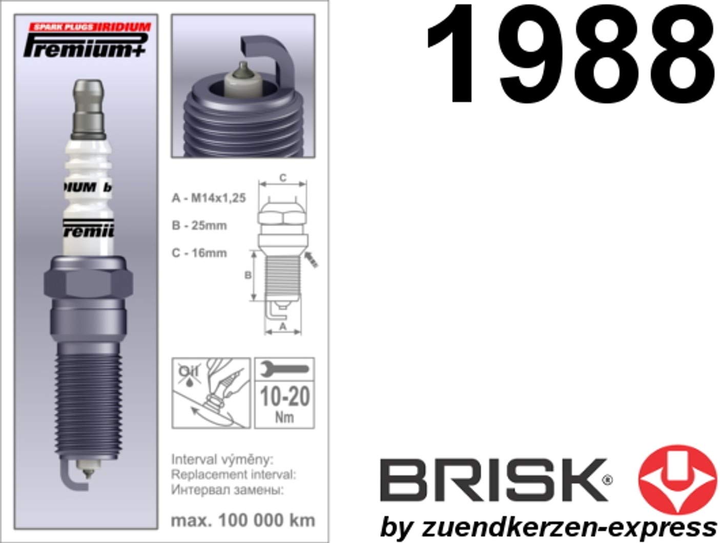 BRISK Iridium Premium+ Plus P40 RR15BYIR 1988 Zündkerzen, 4 Stück