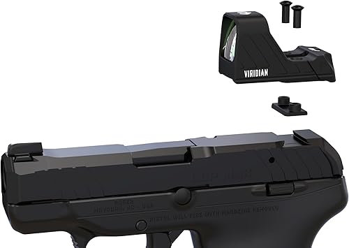 Vista 11 de Viridian RFX11 1x16 Micro Green Dot, patrón de montaje de escudo, polímero, negro