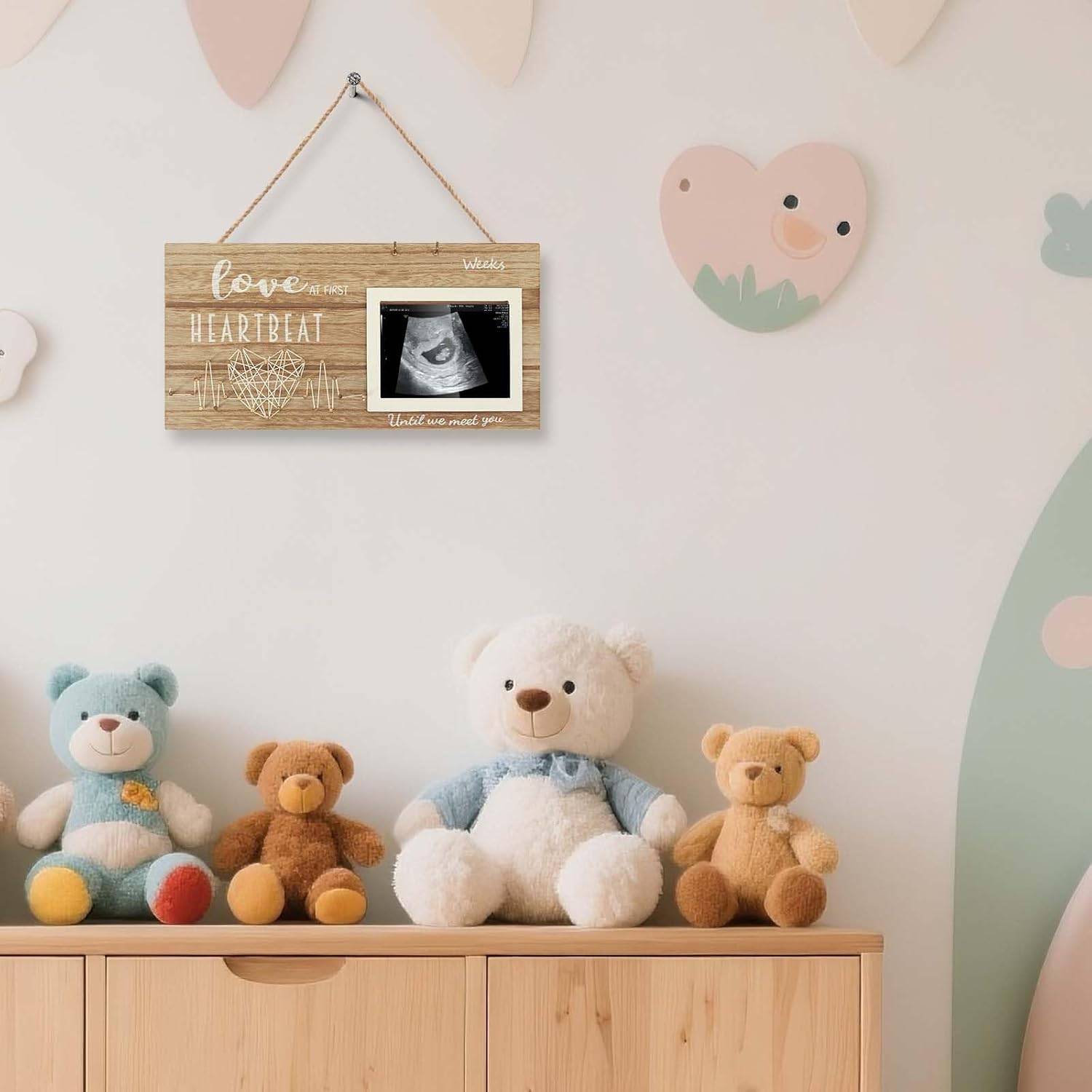 Baby Sonogram Picture Frame, Ultrasound Photo Frame for Pregnancy Announcements with Countdown Weeks, Gender Reveal Gifts Ideas for Parents