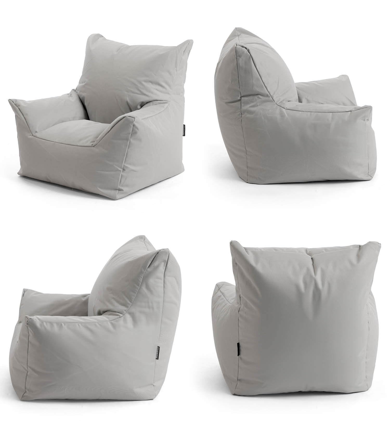 mokebo Kindersessel Outdoor 'Der Gartenzwerg', Sitzsack Kinder mit Füllung, auch als Lesesessel oder Sitzkissen fürs Kinderzimmer, Kindersitzsack oder Sessel für Kinder in Grau