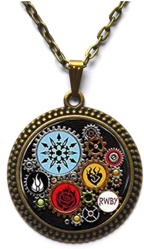Jewelry tycoonFashion Necklace RWBY Or Jnpr Inspired Steampunk Pendant Necklace Glass Cabochon Necklace