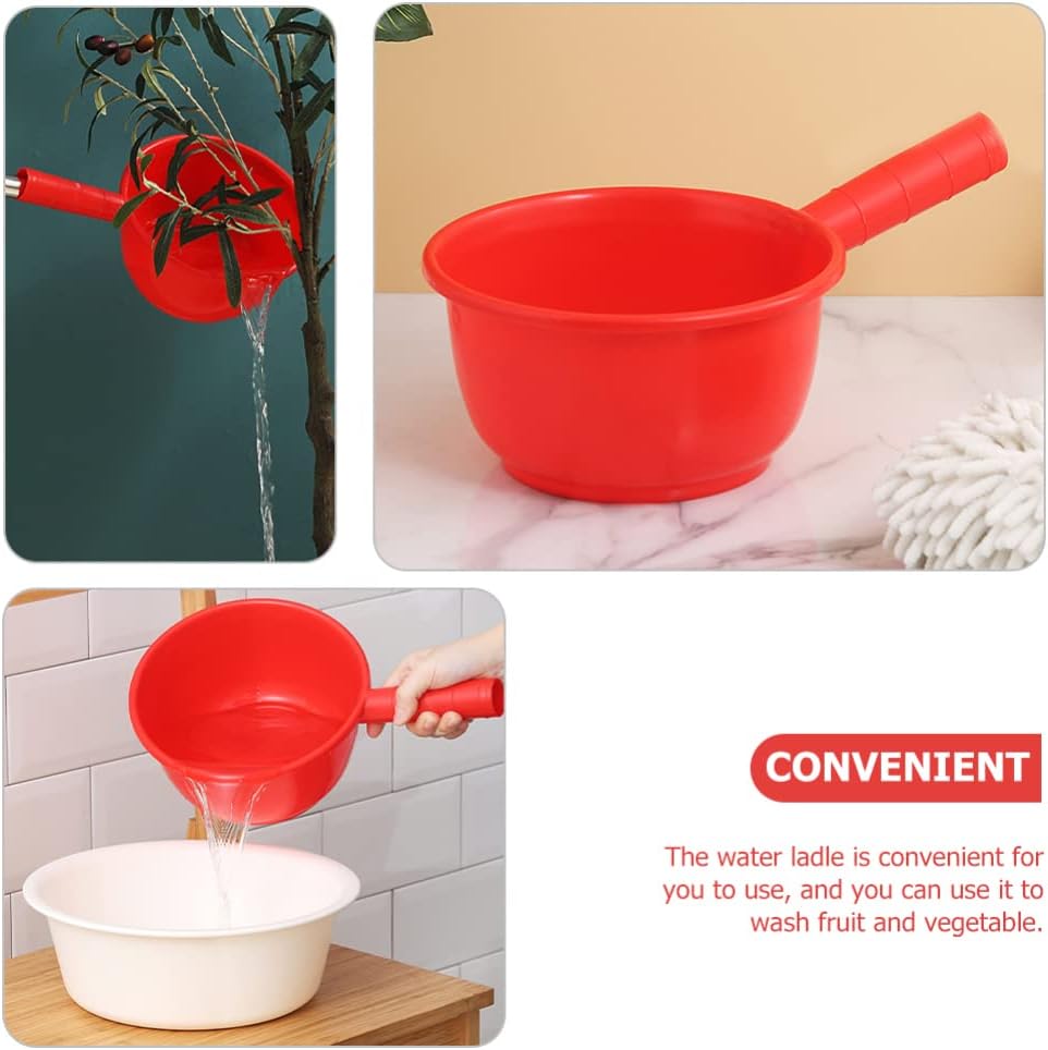 UPKOCH 2pcs Plastic Water Ladle Kitchen Water Dipper Scoop Bath Water Ladles Outdoor Watering Ladle Hair Washing Water Container for Bathroom Kitchen Use Red