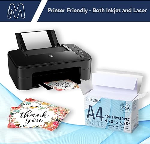 Miniatura 4 de MOS - Sobres de invitación A4 4-14 pulgadas x 6-14 pulgadas de color blanco autosellado (100 unidades) 4.23 ozm32 libras resistente para tarjetas