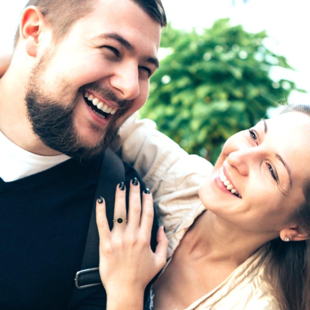 Clara Pucci 2.21 cttw Onyx 14K Yellow Gold Solitaire with Accents Ring for Women - Cocktail Statement Fashion Jewelry Gift (8.0mm, Round Cut) - Image 5