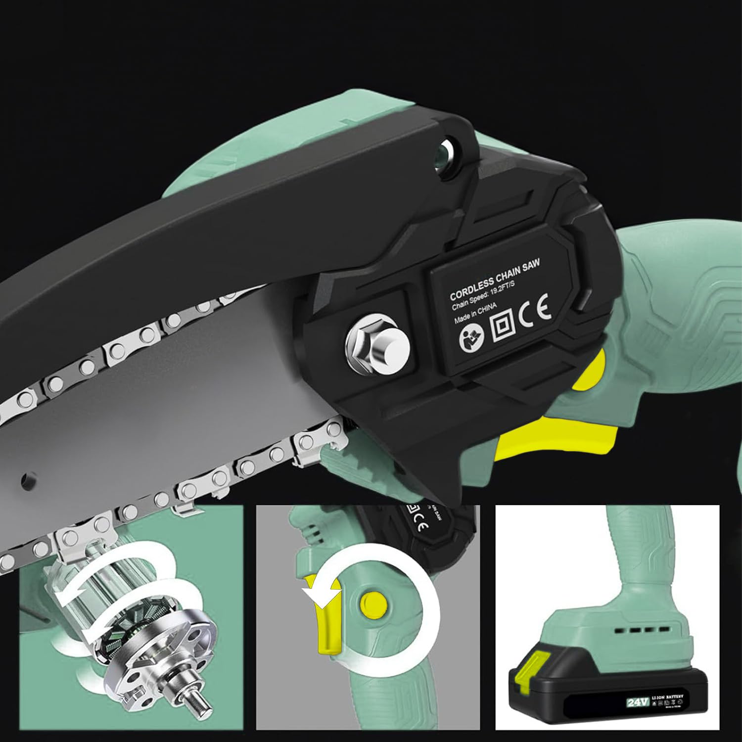 Avilia Mini Elettrosega Ricaricabile a Batteria - Motosega con Velocità Catena 8 M/S, Barra 10,16 cm, Taglio Max 9,5 cm, Peso 1,30 Kg, Accessori Inclusi, 12V, 1500mAh