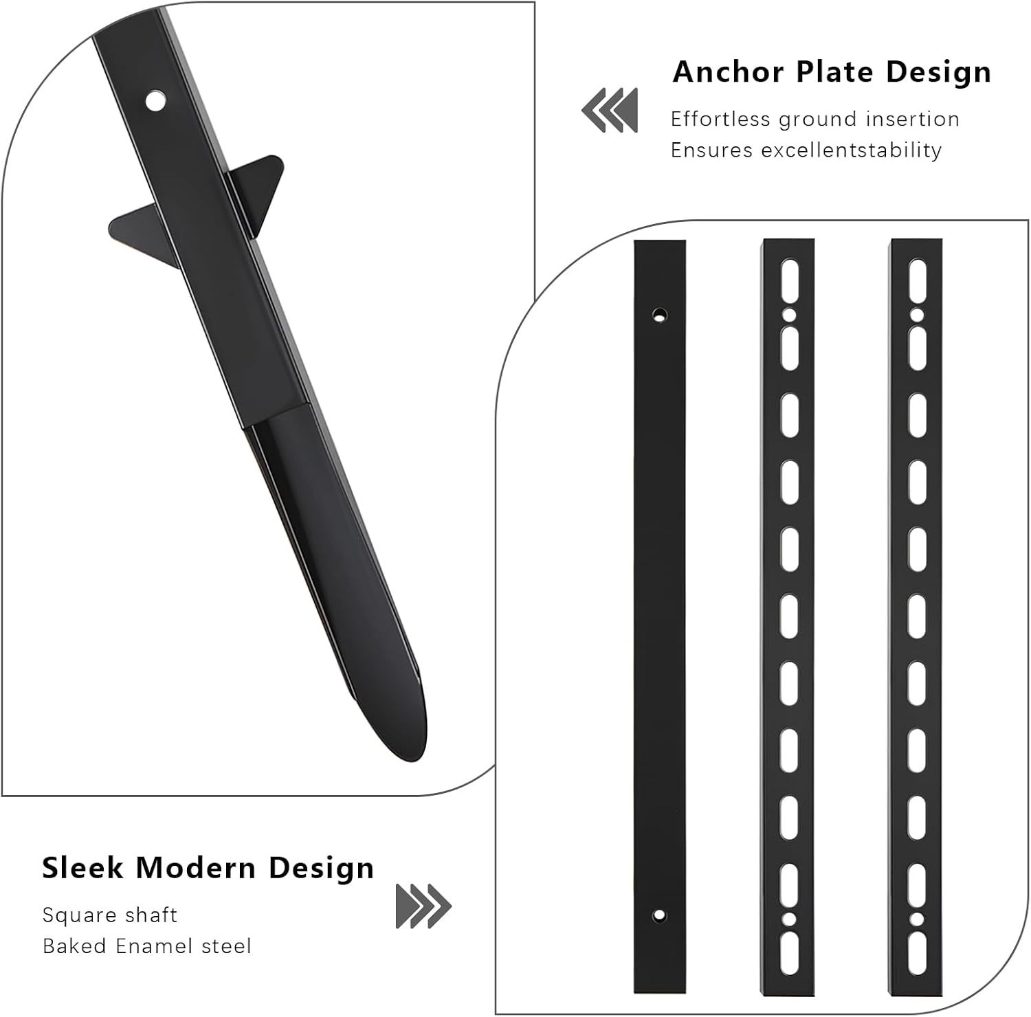 6' Metal Yard Sign Stake, Steel Square Sign Post, Heavy Duty Adjustable Pole with Holes for Signs, Sleek Modern Design Holder for Outside Garden Road Parking Ground (2-Pack, 72-inch)