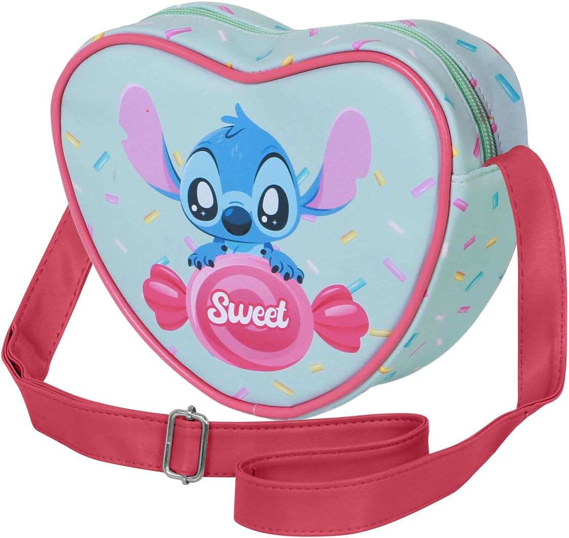 Disney Lilo and Stitch Candy Casual Heart Shoulder Bag, Blue, 21 x 15.5 cm