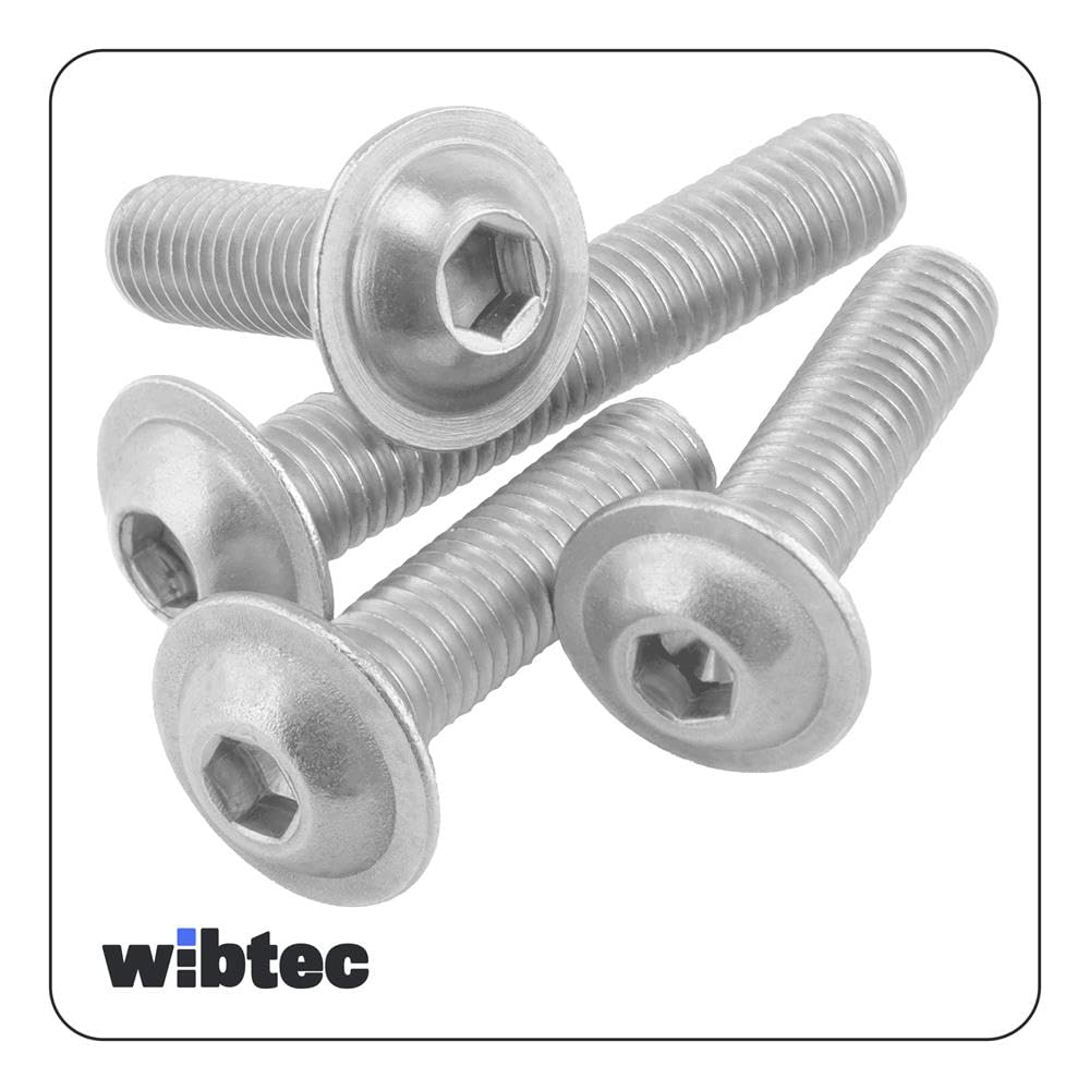 100 Stück Linsenkopfschrauben mit Flansch M8x40 Edelstahl A2 ISO 7380-2 Vollgewinde Innensechskant Flanschschrauben WIBTEC®