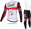 Pro Team UAE Spring Autumn Cycling Jersey Set,Mens Long Sleeve Thin Sunscreen Breathable MTB Bike Clothing Gel Pad