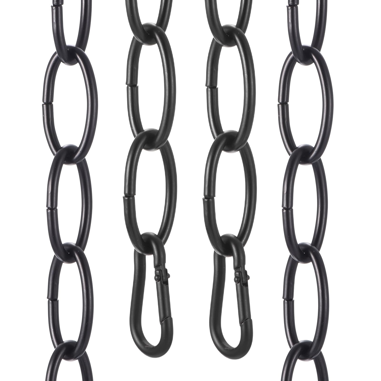 sourcing map 7ft Lighting Hanging Chain, 3.8mm/0.15" Looping Metal Pendant Chandelier Chain Extension with 2 Spring Snap Hook for Hanging Plant Pendant Chandelier Light Fixture, Black — image 1