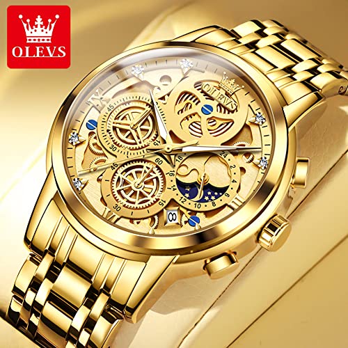 Image of OLEVS Watch Men Stainless Steel Watches Luxury Chronograph Men Wrist Watch | Multifunction,Diamond, Date, Business, Classic,Dress Watch for Men, Gift for Men, reloj de Hombre